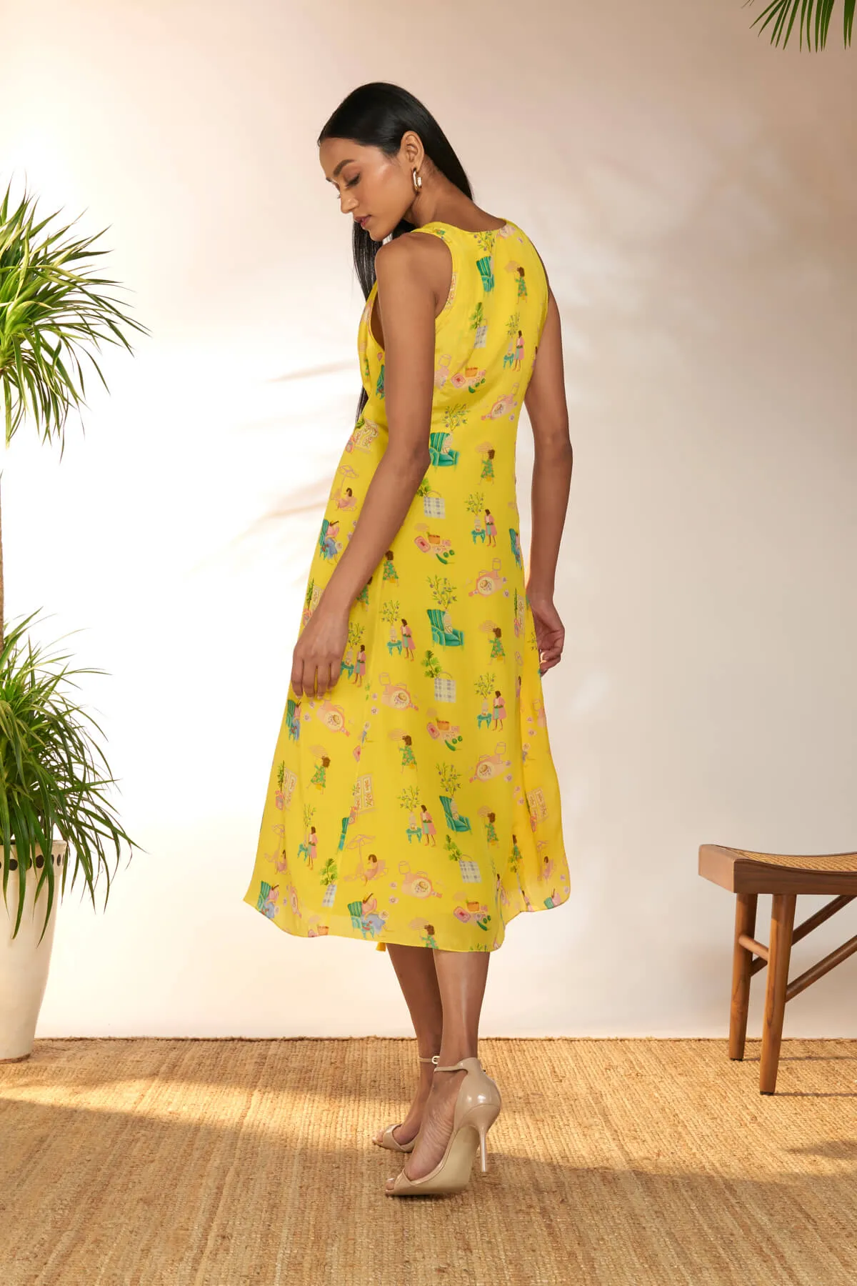 Lemon yellow jam & toast midi dress