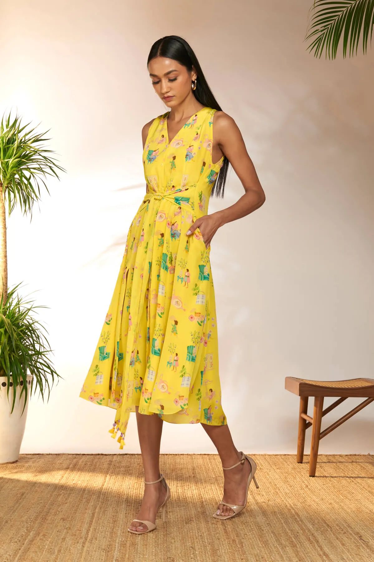 Lemon yellow jam & toast midi dress