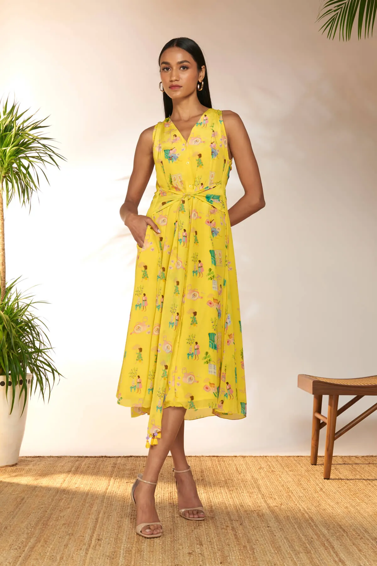 Lemon yellow jam & toast midi dress