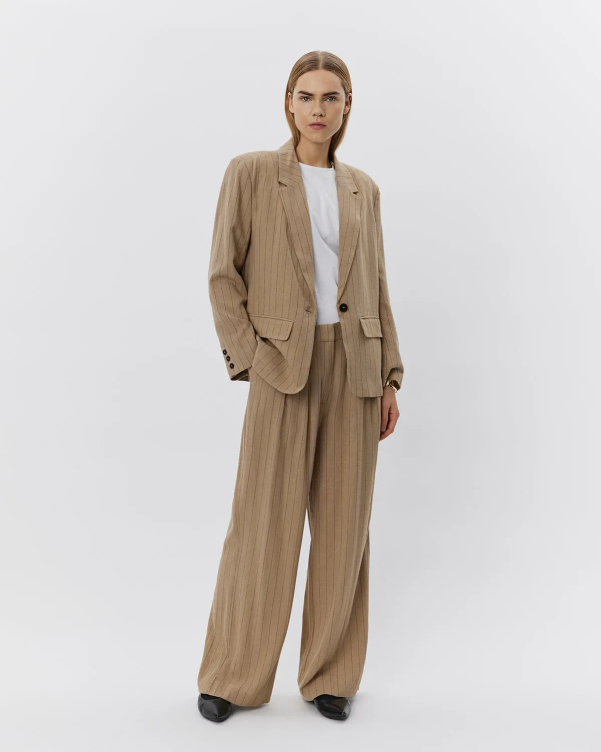 LENNONSW BLAZER - Light Brown Striped