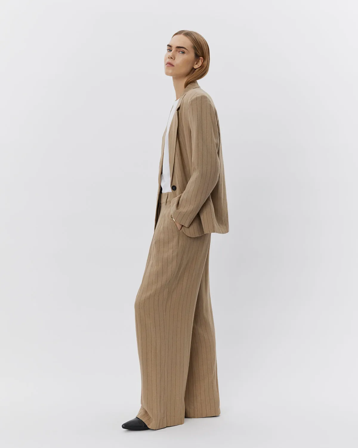 LENNONSW BLAZER - Light Brown Striped