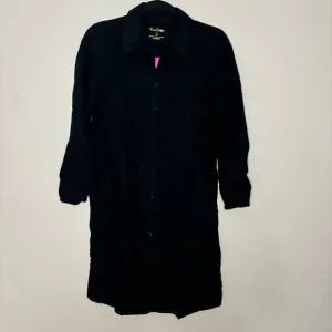 Lilly Pulitzer Dress Women's 0 Black Linen Bethanne Knee Length Button Front New