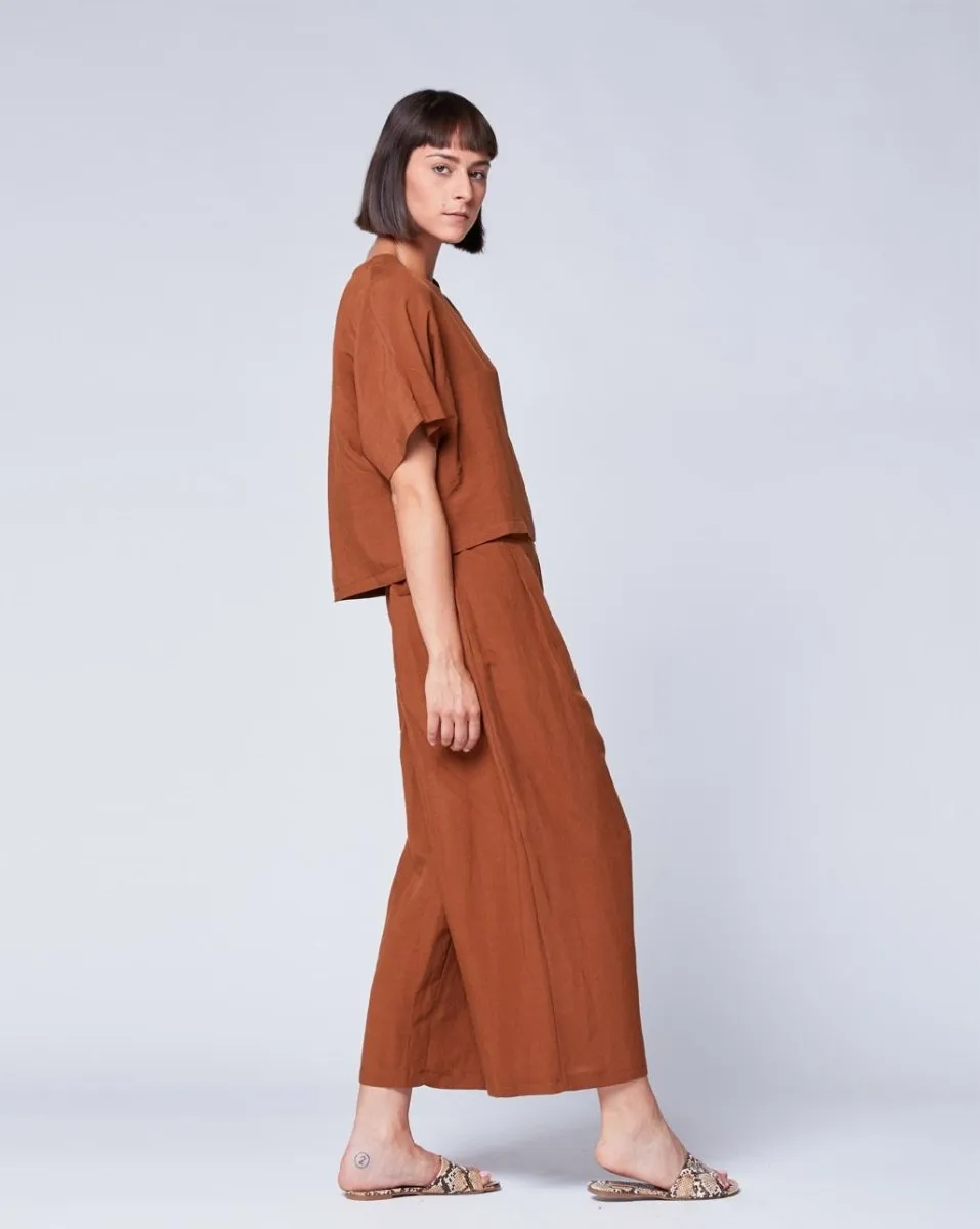 Linen Asymmetric Button Top