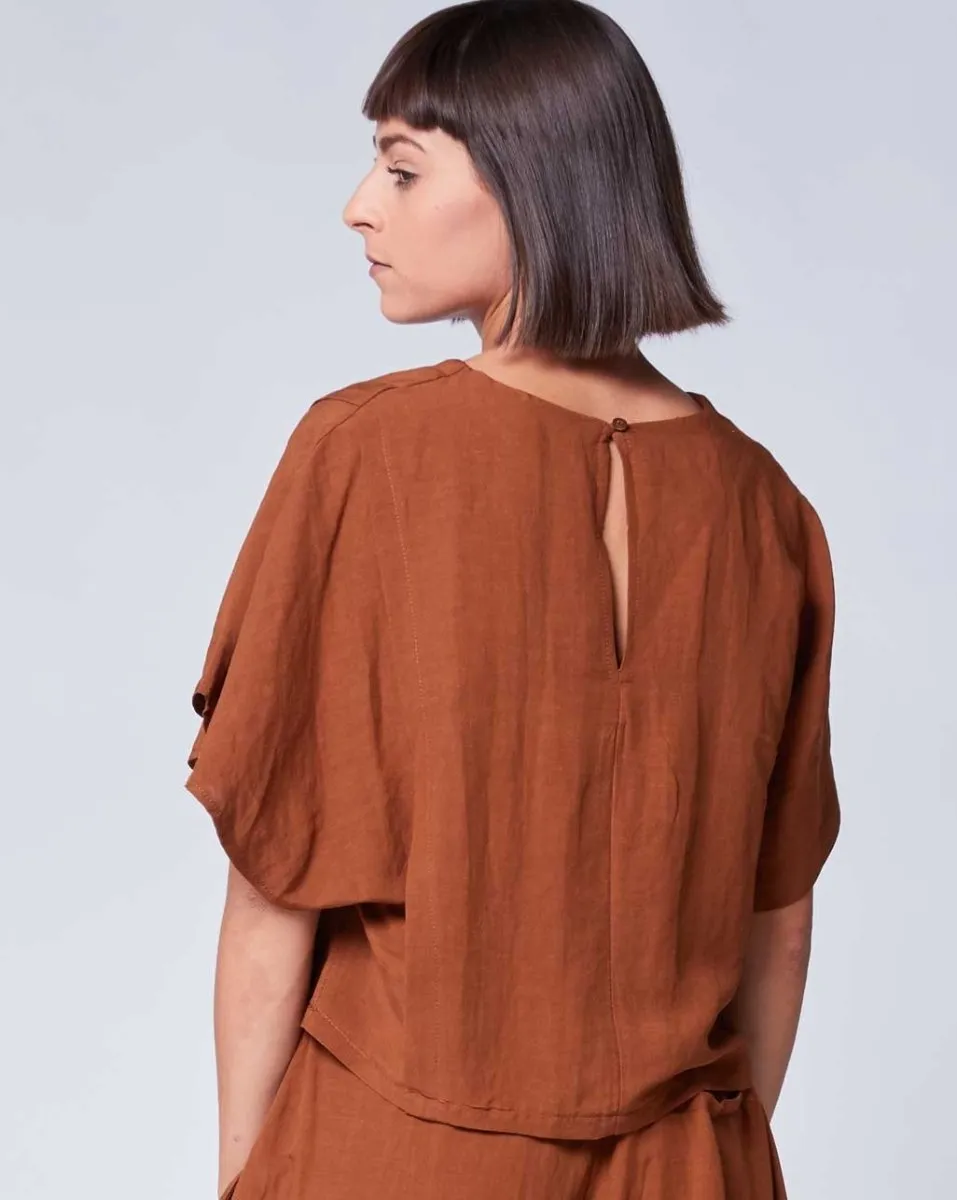 Linen Asymmetric Button Top