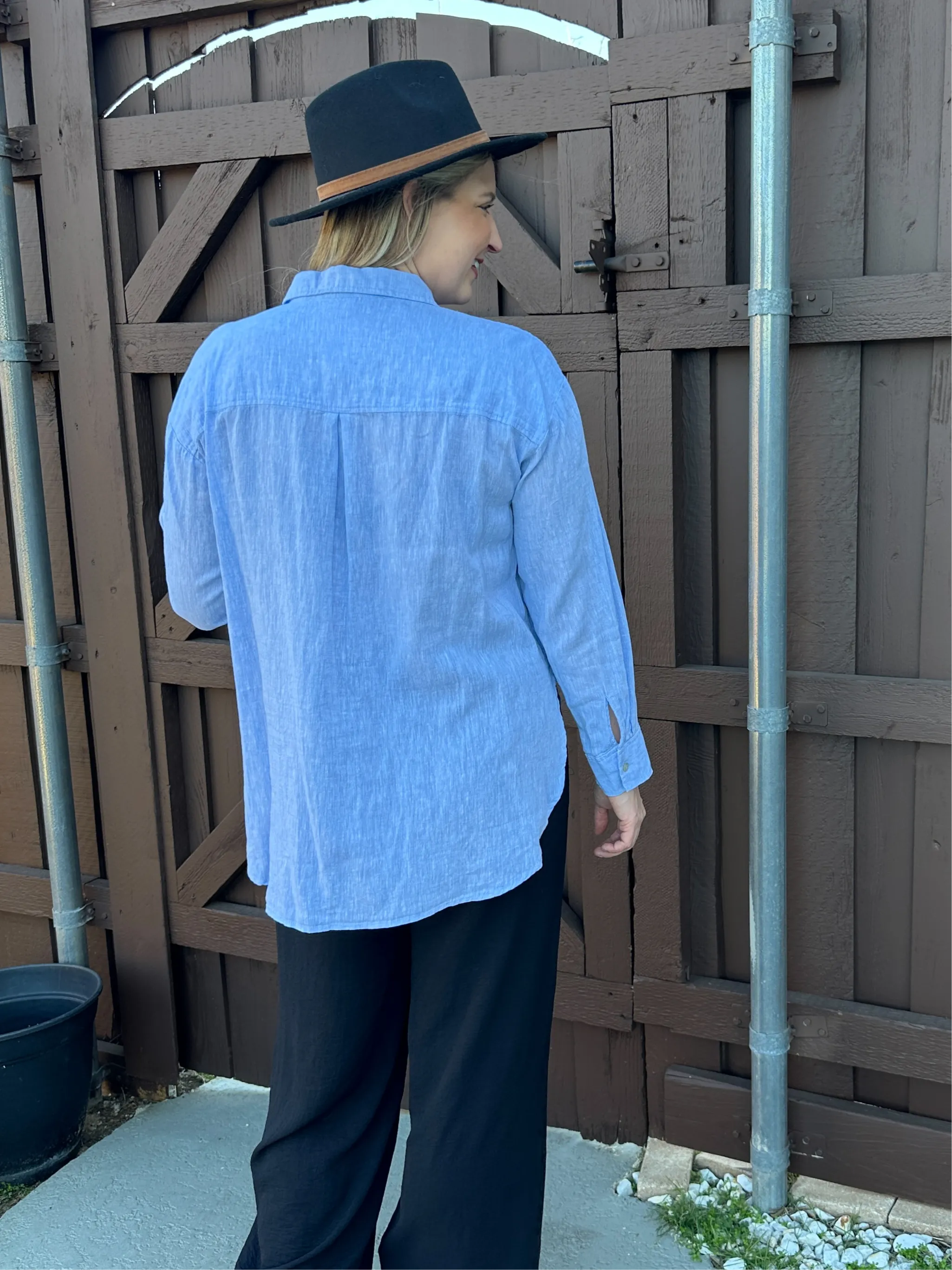 Linen Blend Button Up