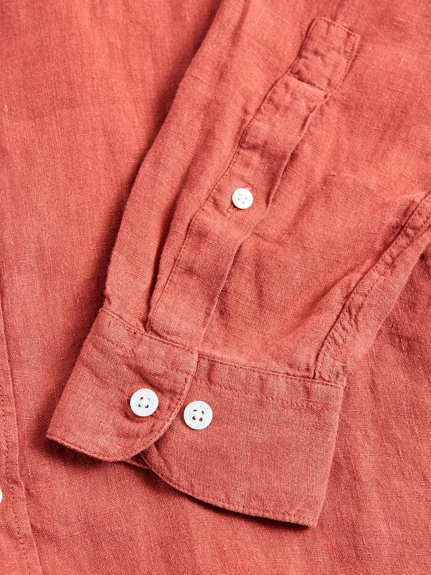 Linen Button-Up Shirt in Terracota