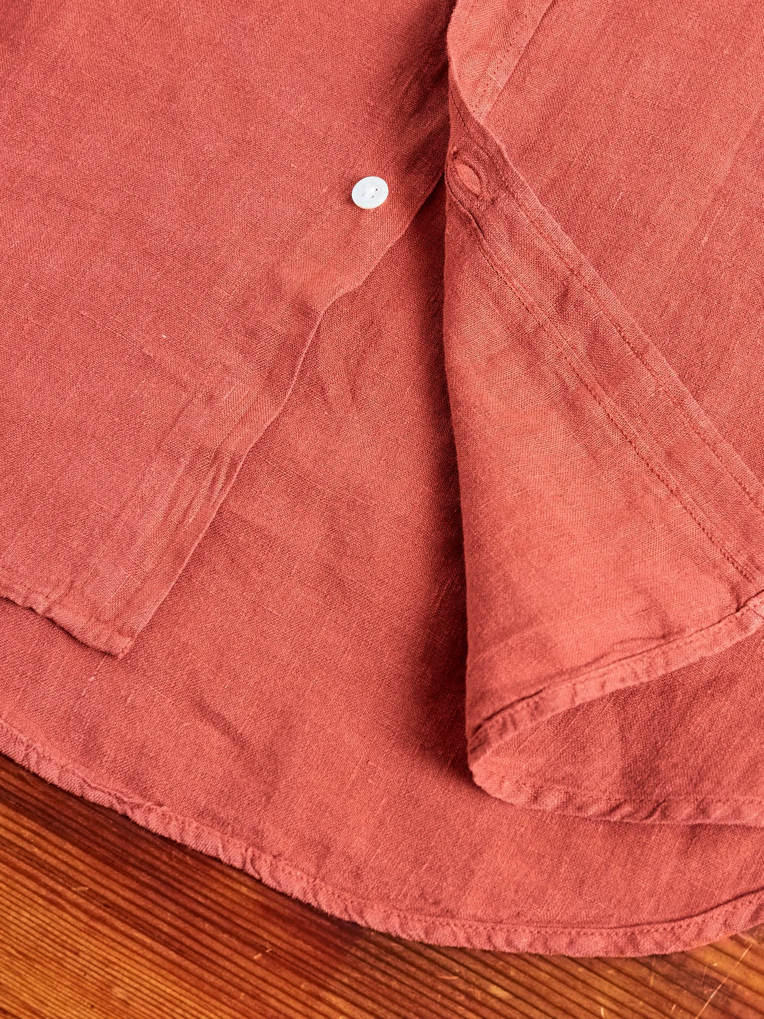 Linen Button-Up Shirt in Terracota
