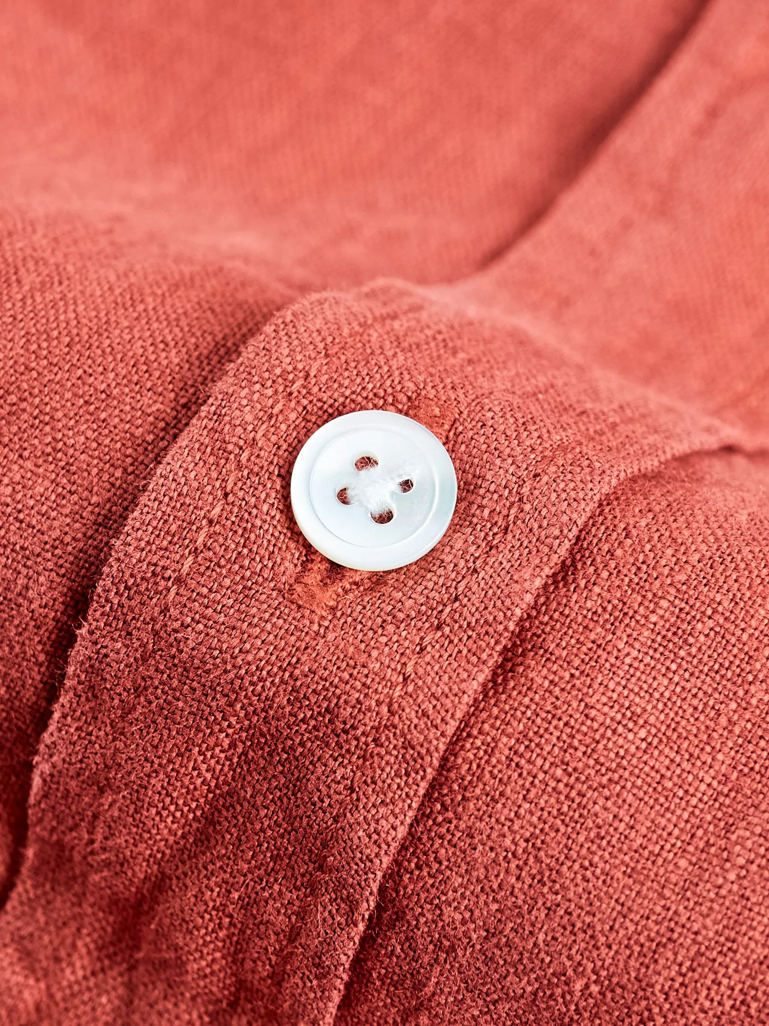 Linen Button-Up Shirt in Terracota