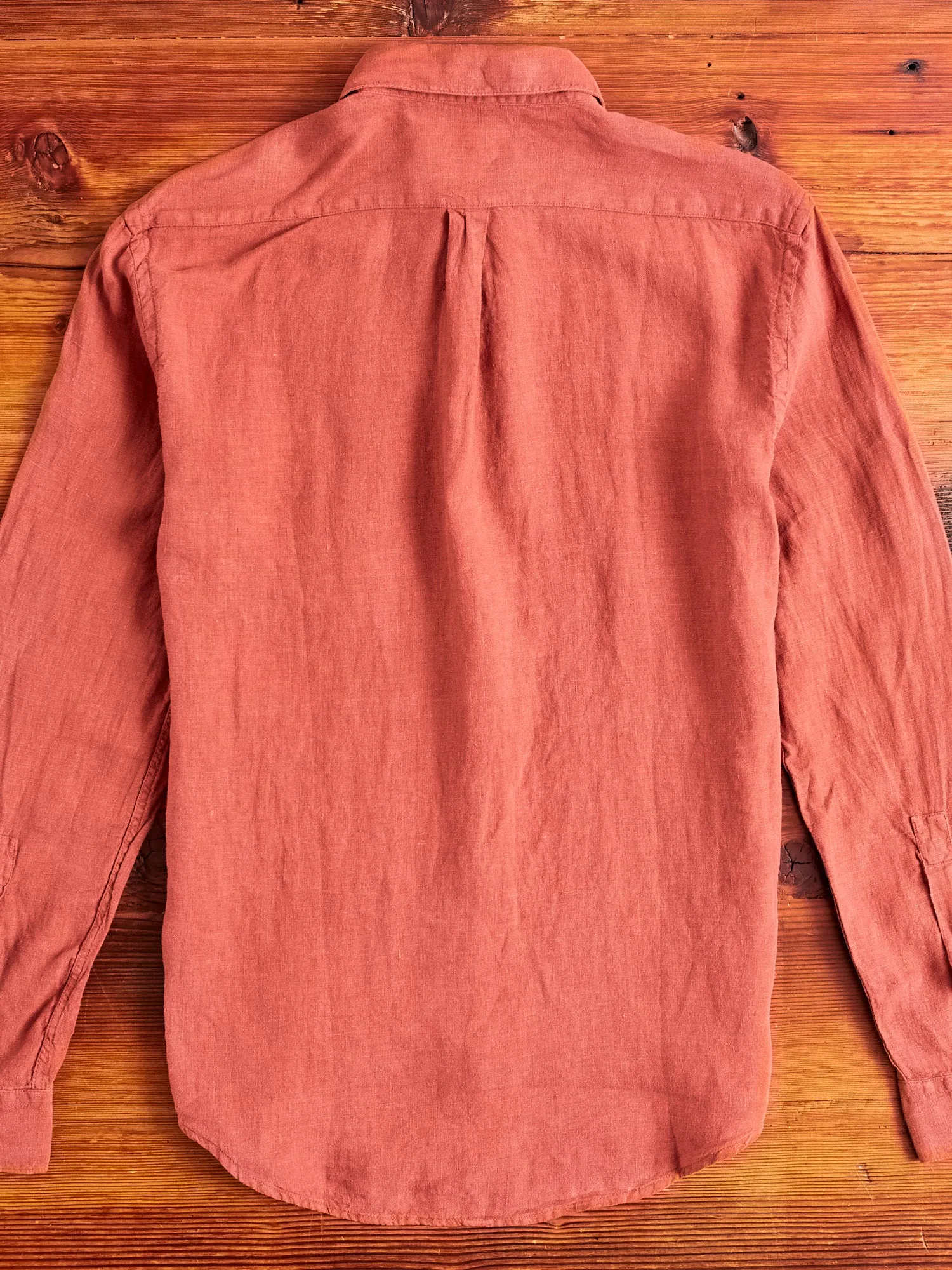 Linen Button-Up Shirt in Terracota