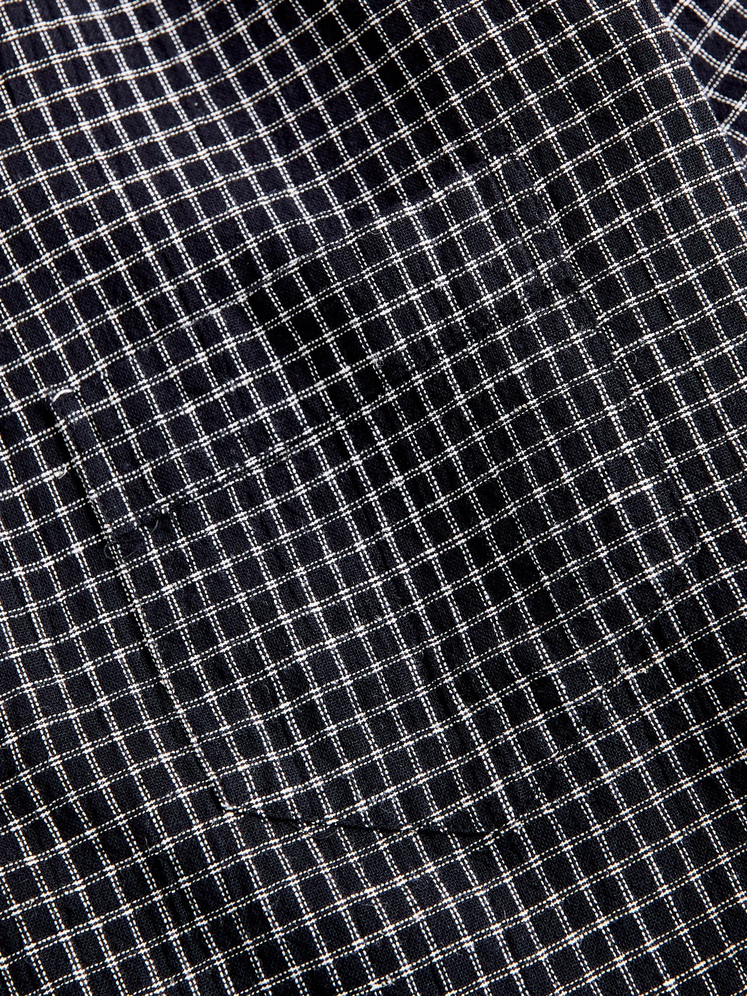 Linen Italian Collar Shirt in Black Check