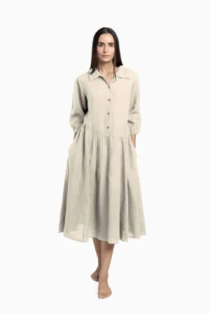 Linen Magnolia Dress-Oatmeal