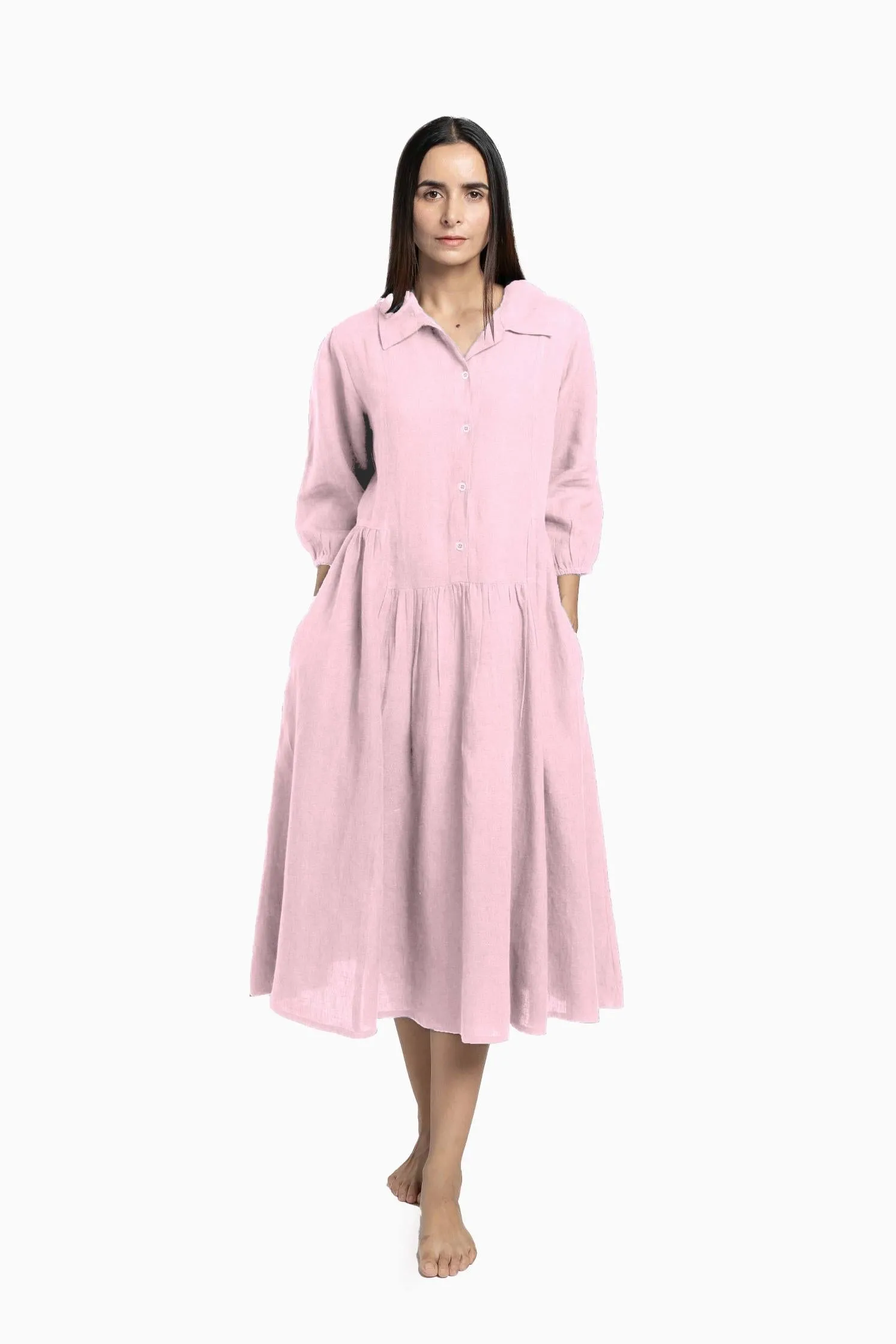 Linen Magnolia Dress-Oatmeal