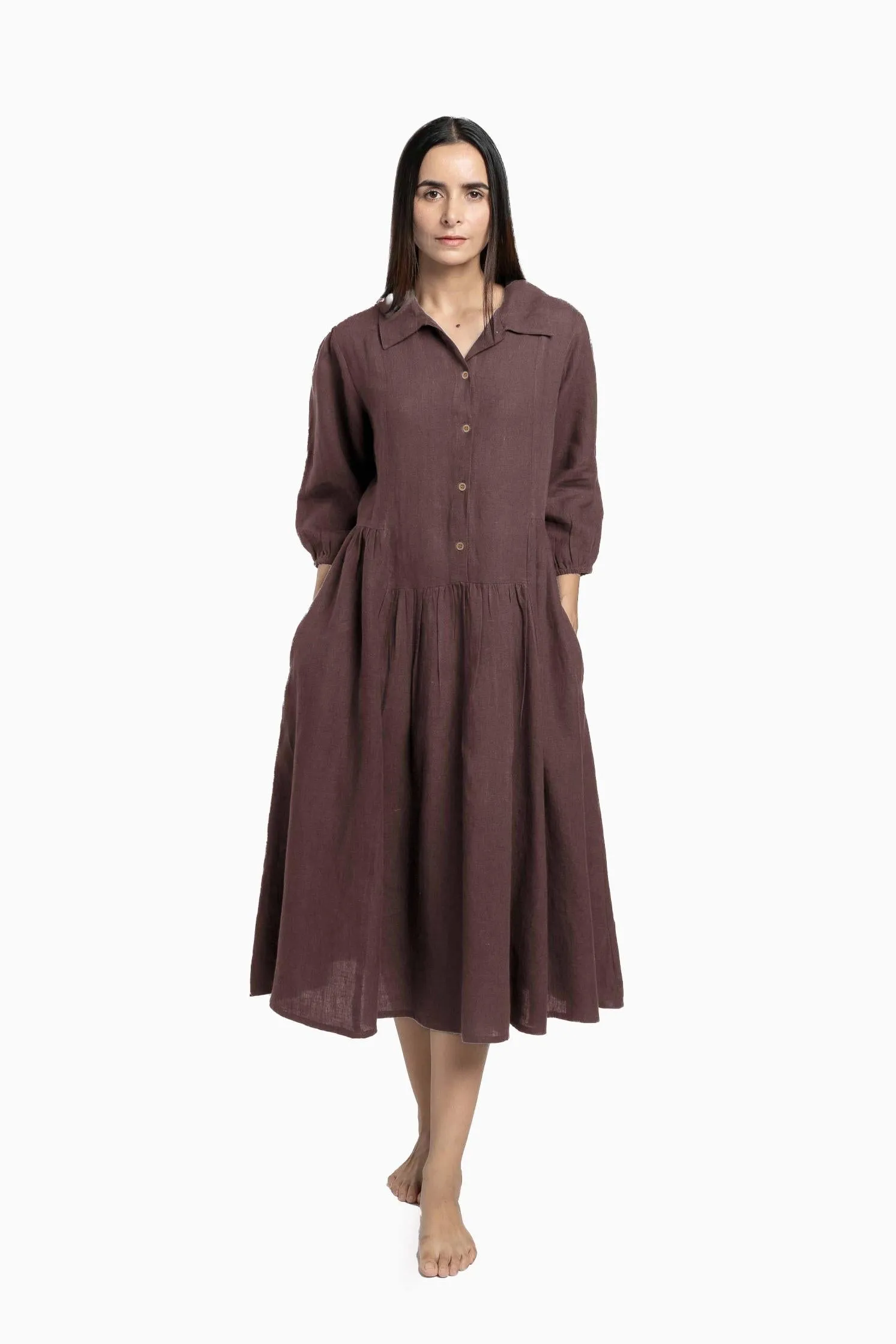 Linen Magnolia Dress-Oatmeal