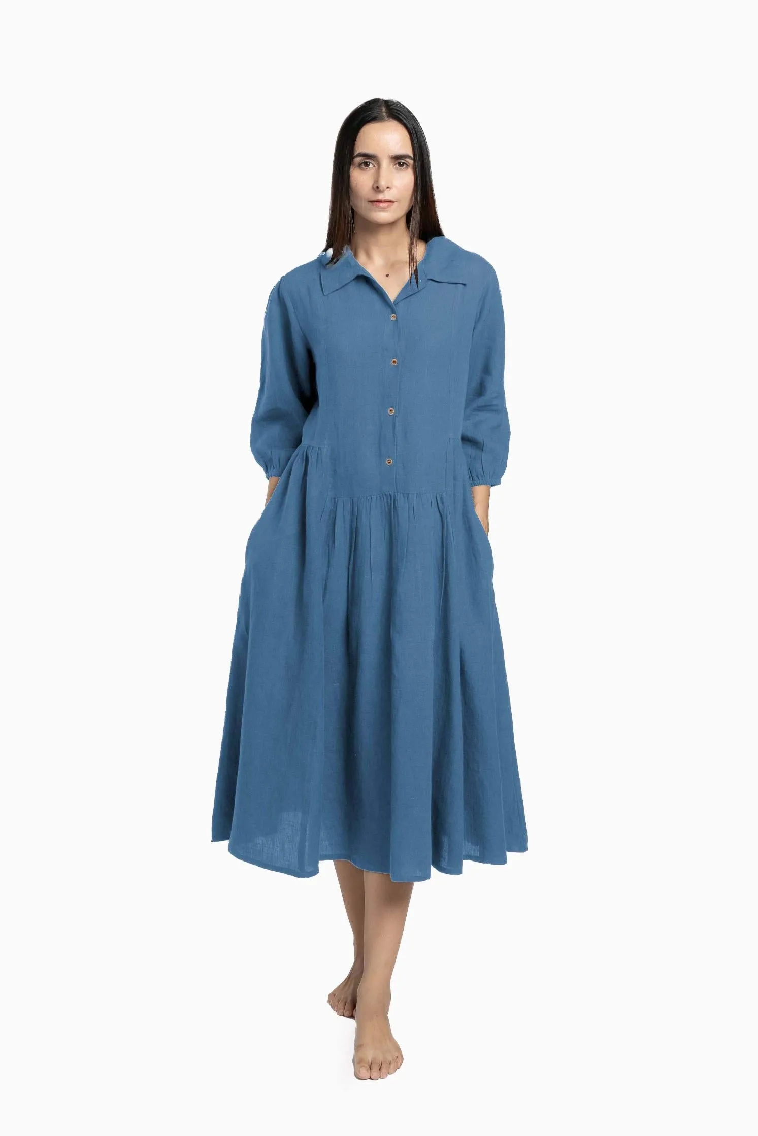 Linen Magnolia Dress-Sage Green
