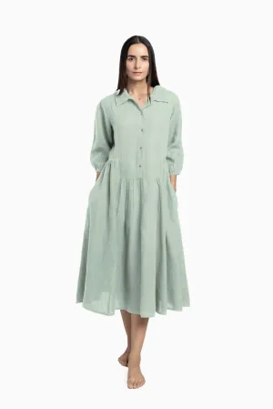 Linen Magnolia Dress-Sage Green