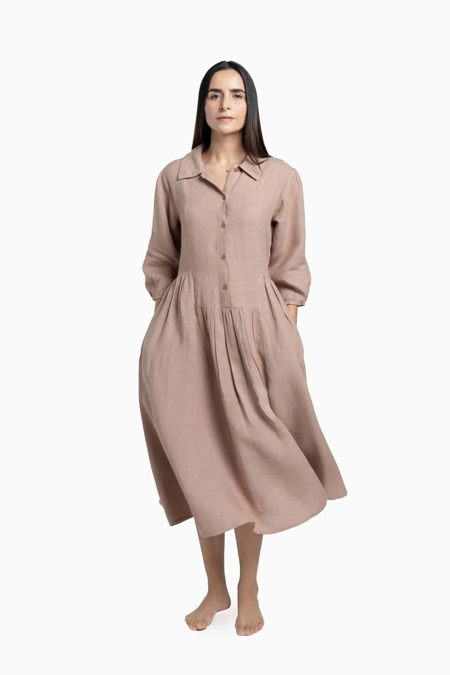 Linen Magnolia Dress-Sage Green