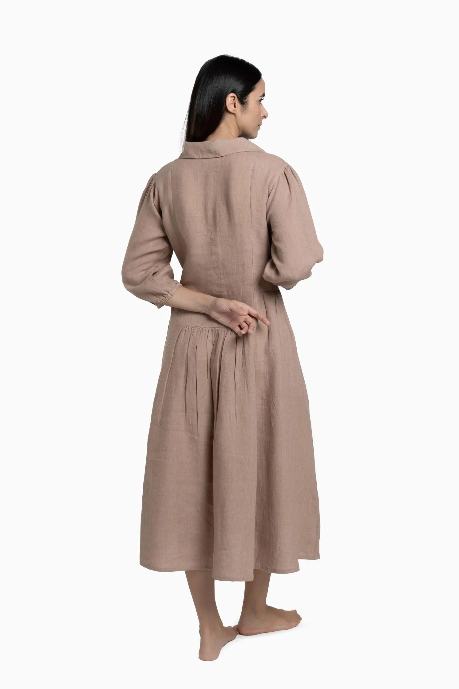 Linen Magnolia Dress-Sage Green