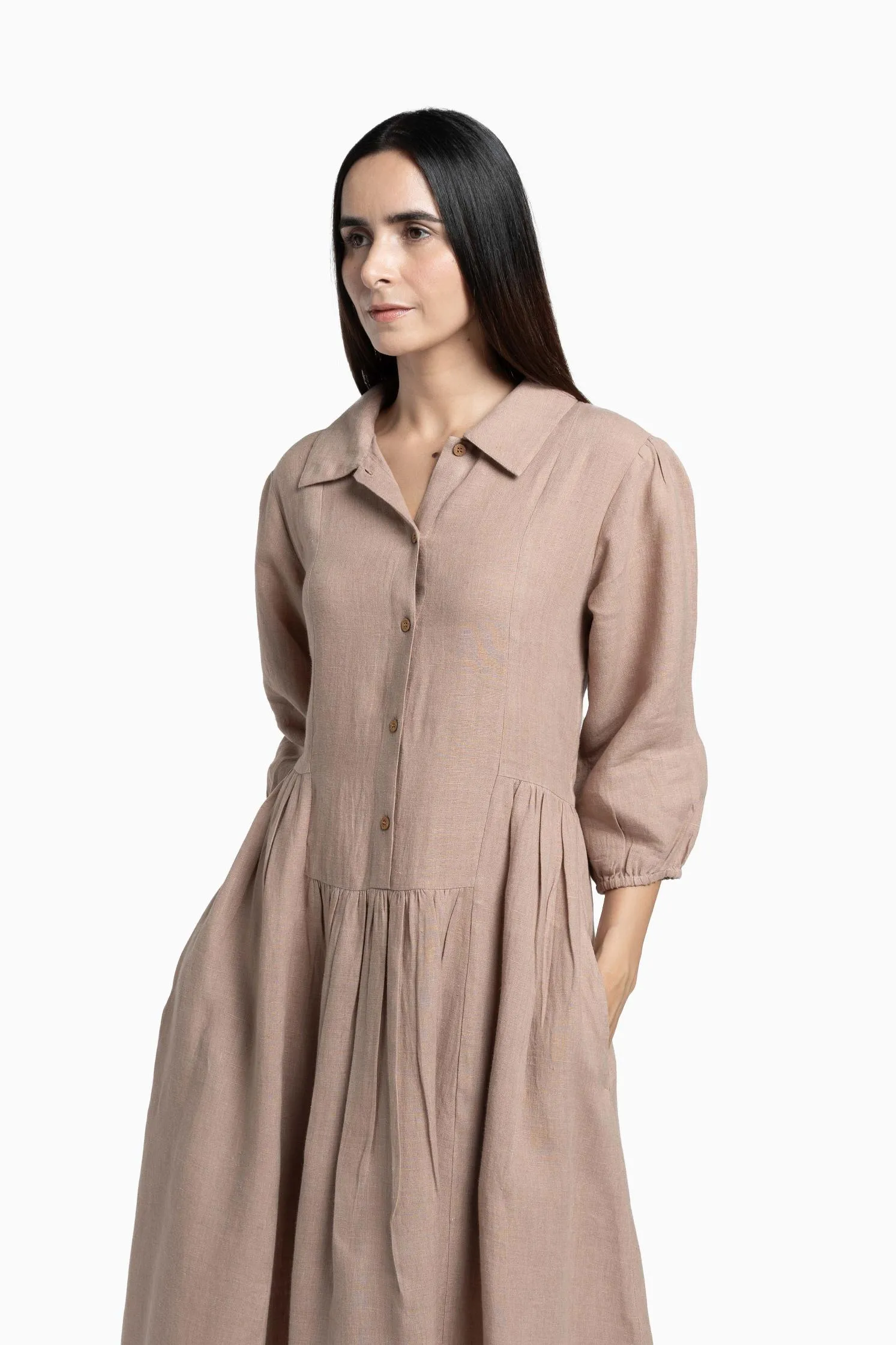 Linen Magnolia Dress-Sage Green