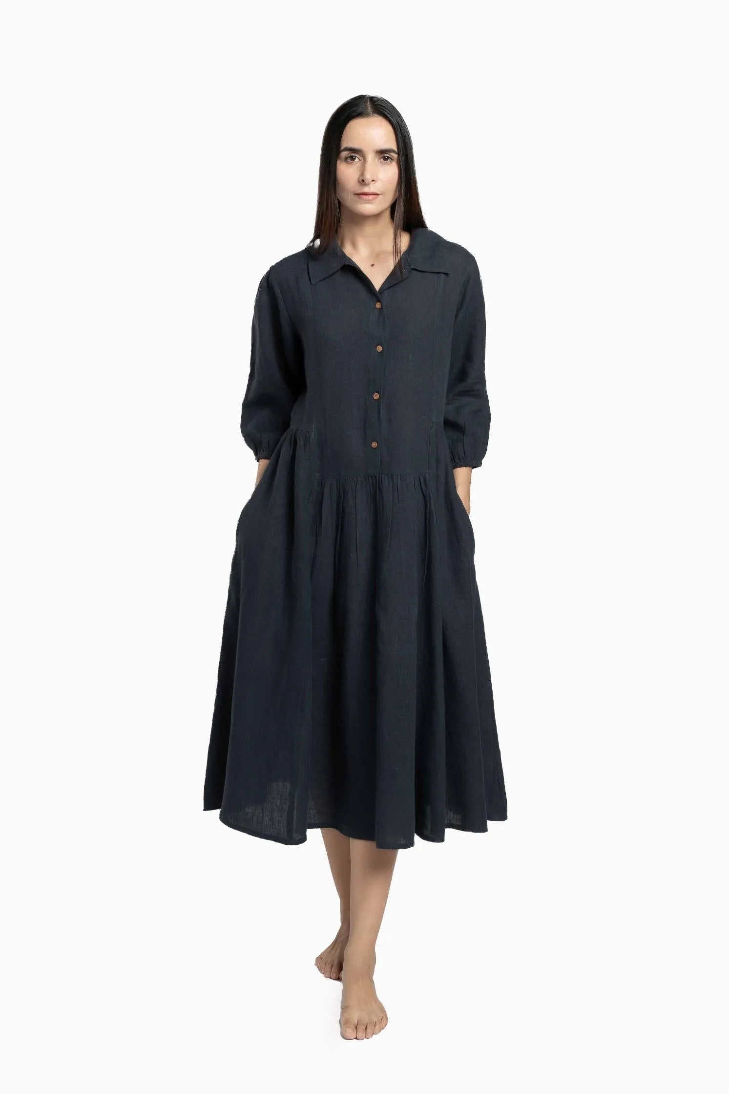 Linen Magnolia Dress-Sage Green