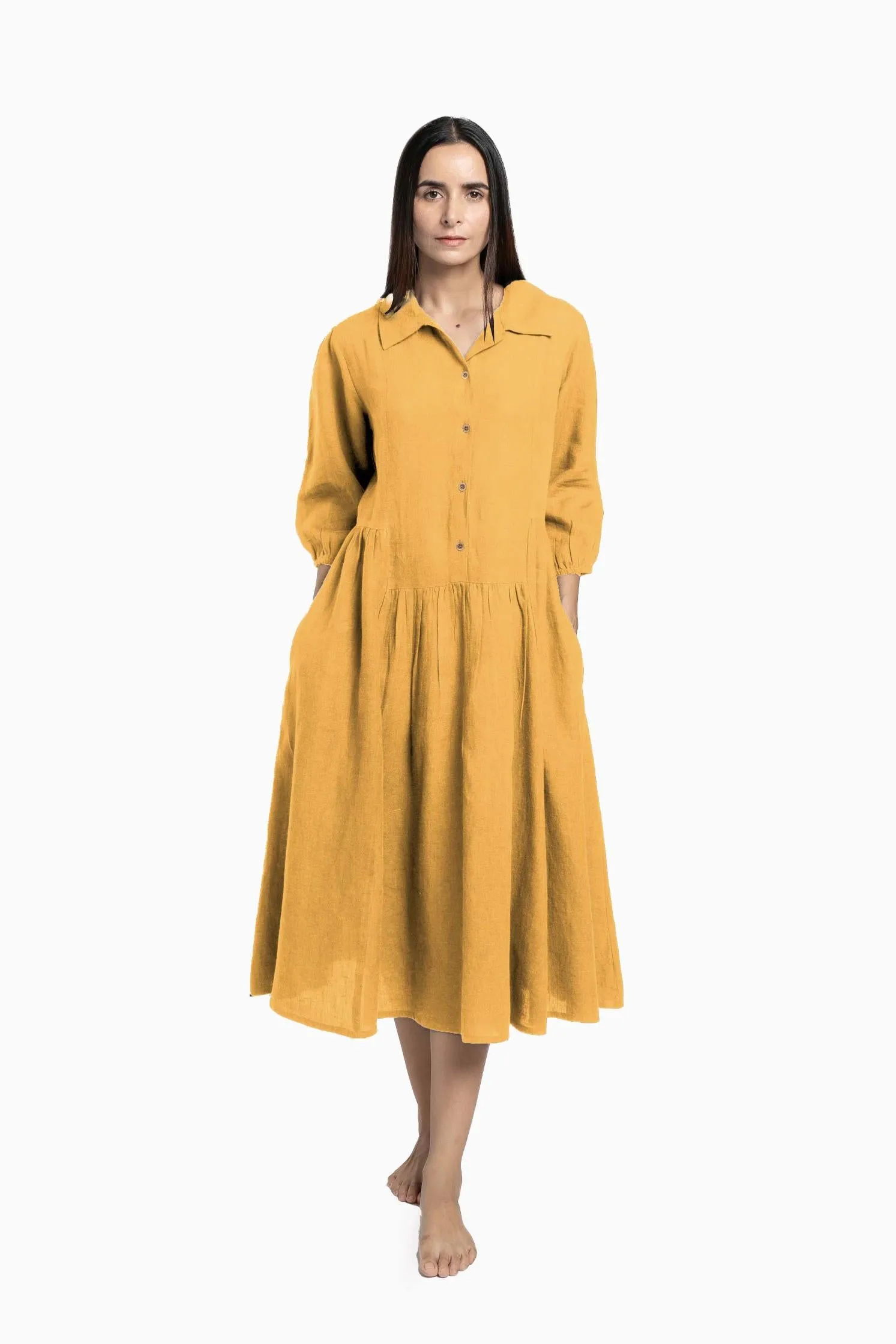 Linen Magnolia Dress-Sage Green