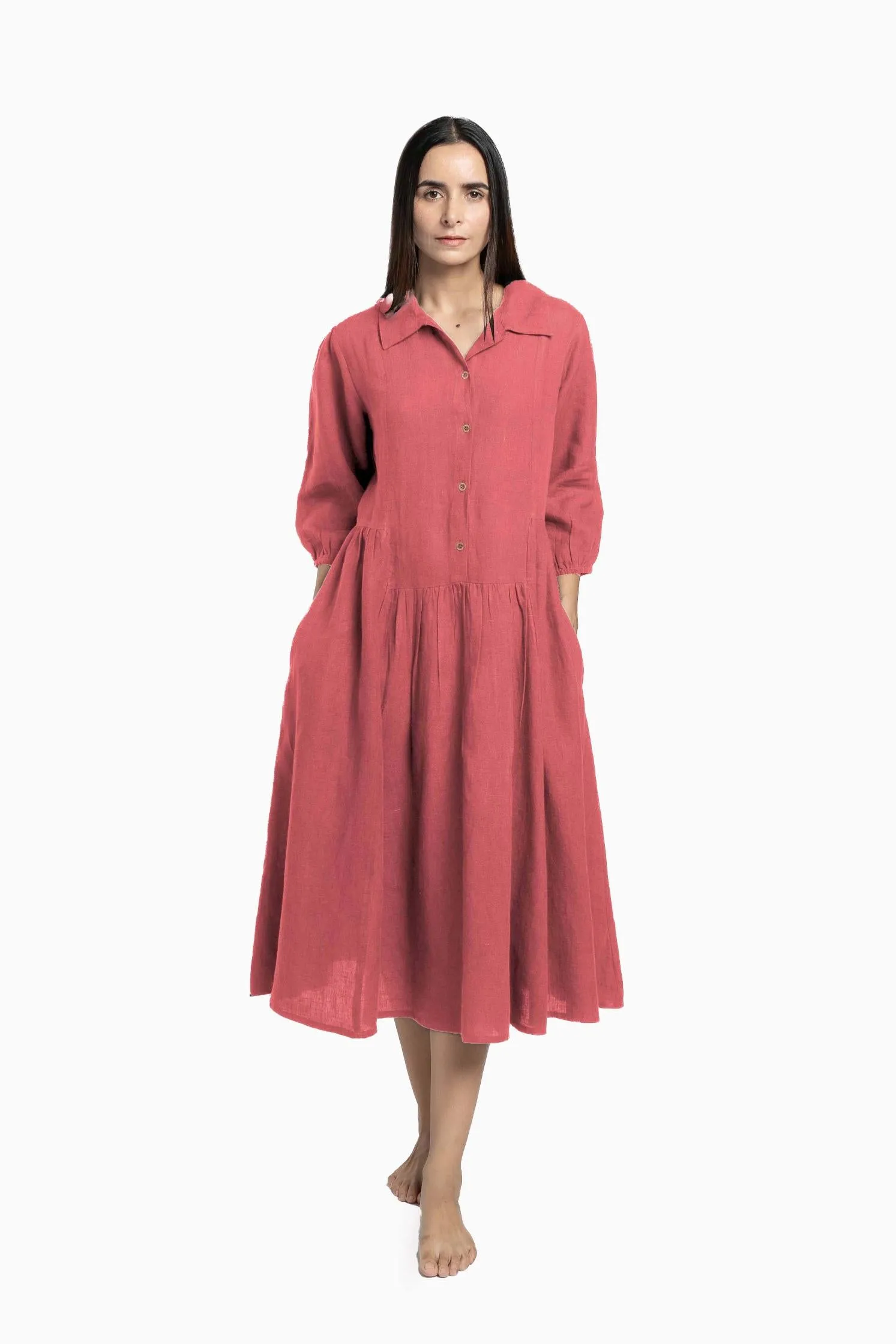 Linen Magnolia Dress-Sage Green