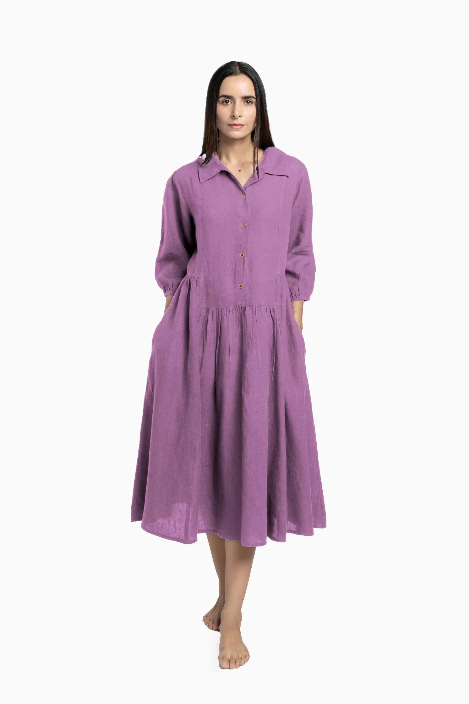 Linen Magnolia Dress-Sage Green