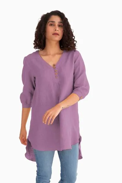 Linen Primrose Top-Midnight Green
