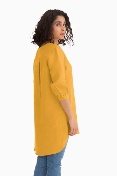 Linen Primrose Top-Sunburnt Yellow