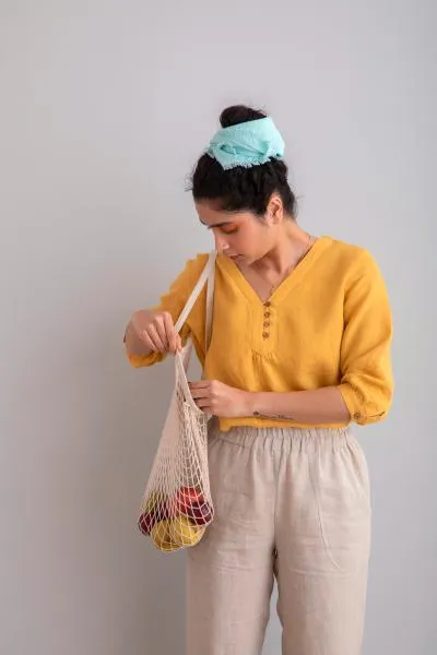 Linen Primrose Top-Sunburnt Yellow