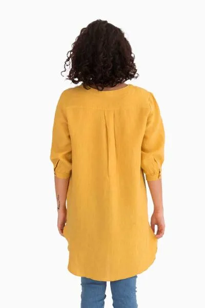 Linen Primrose Top-Sunburnt Yellow