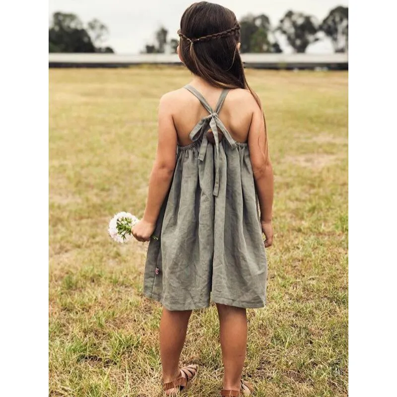 Linen - Spaghetti Strap Dress