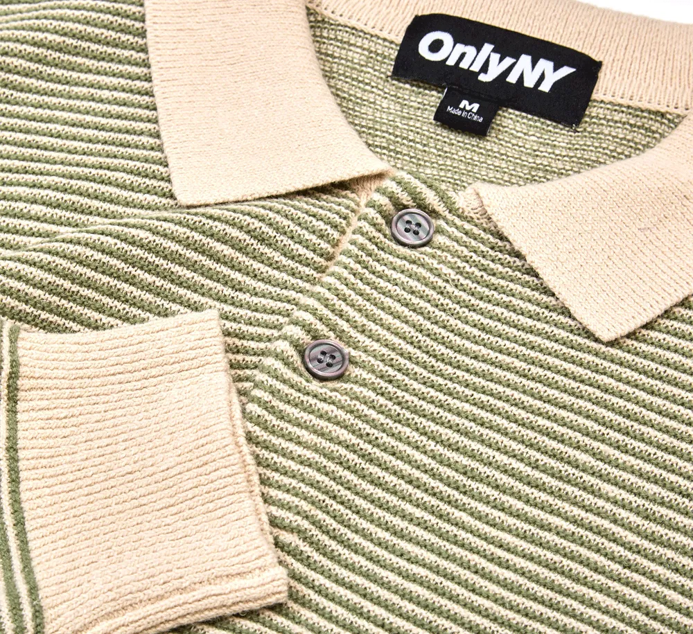 Linen Stripe Knit Polo