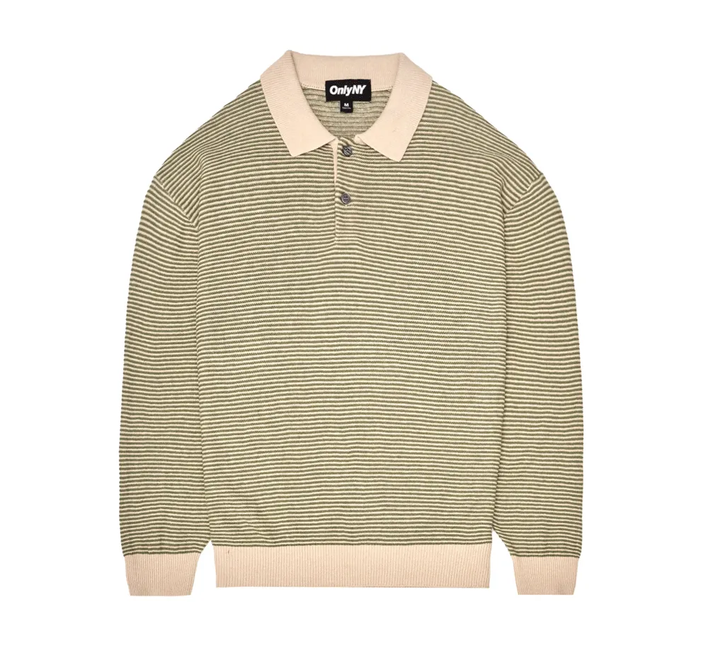 Linen Stripe Knit Polo