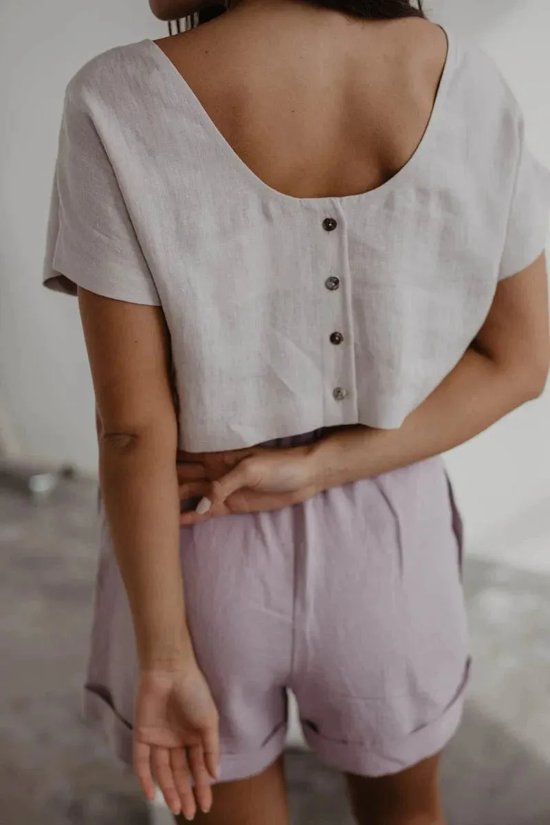 Lisa Linen Button Crop Top | Multiple Colours