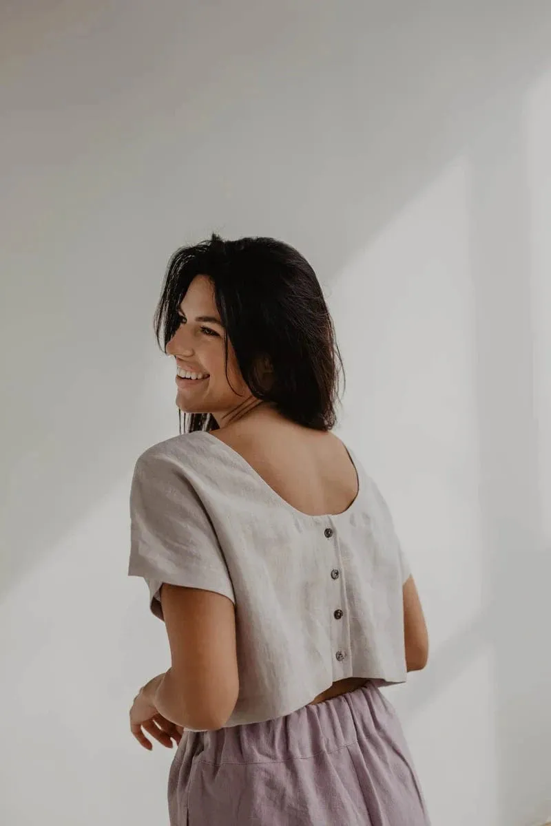 Lisa Linen Button Crop Top | Multiple Colours