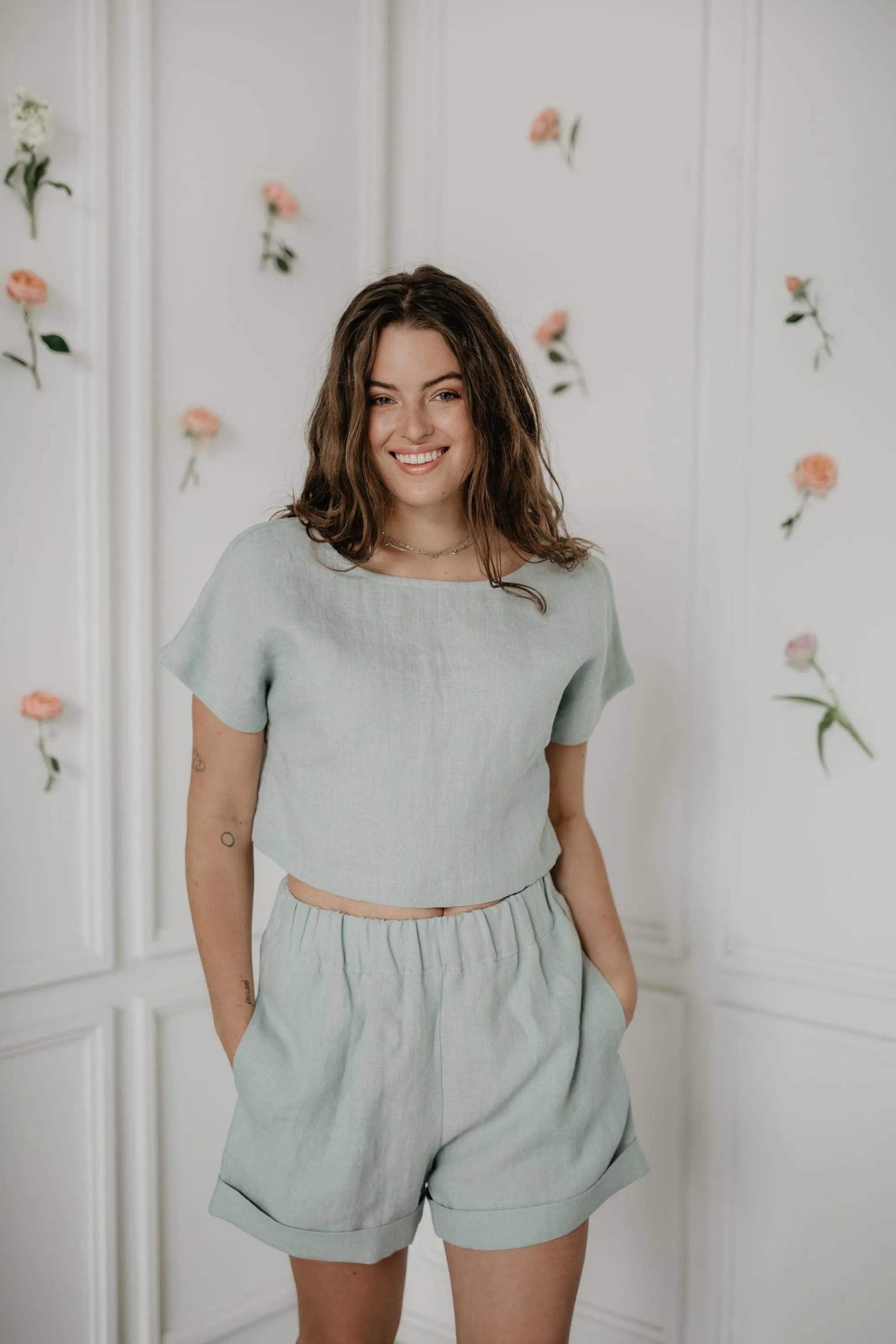 Lisa Linen Button Crop Top | Multiple Colours