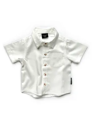 Little Bipsy Linen Button-Up Shirt - White