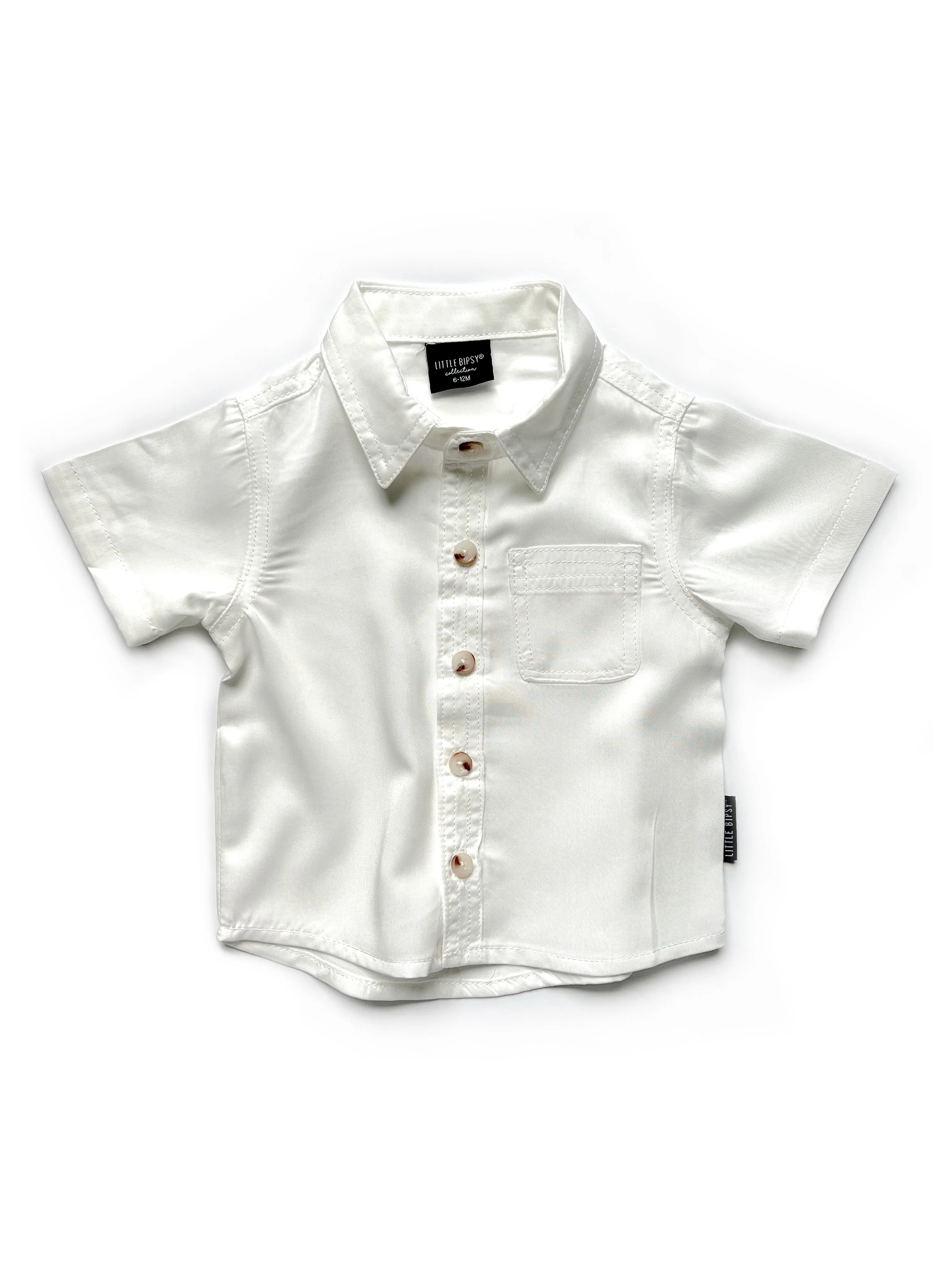 Little Bipsy Linen Button-Up Shirt - White