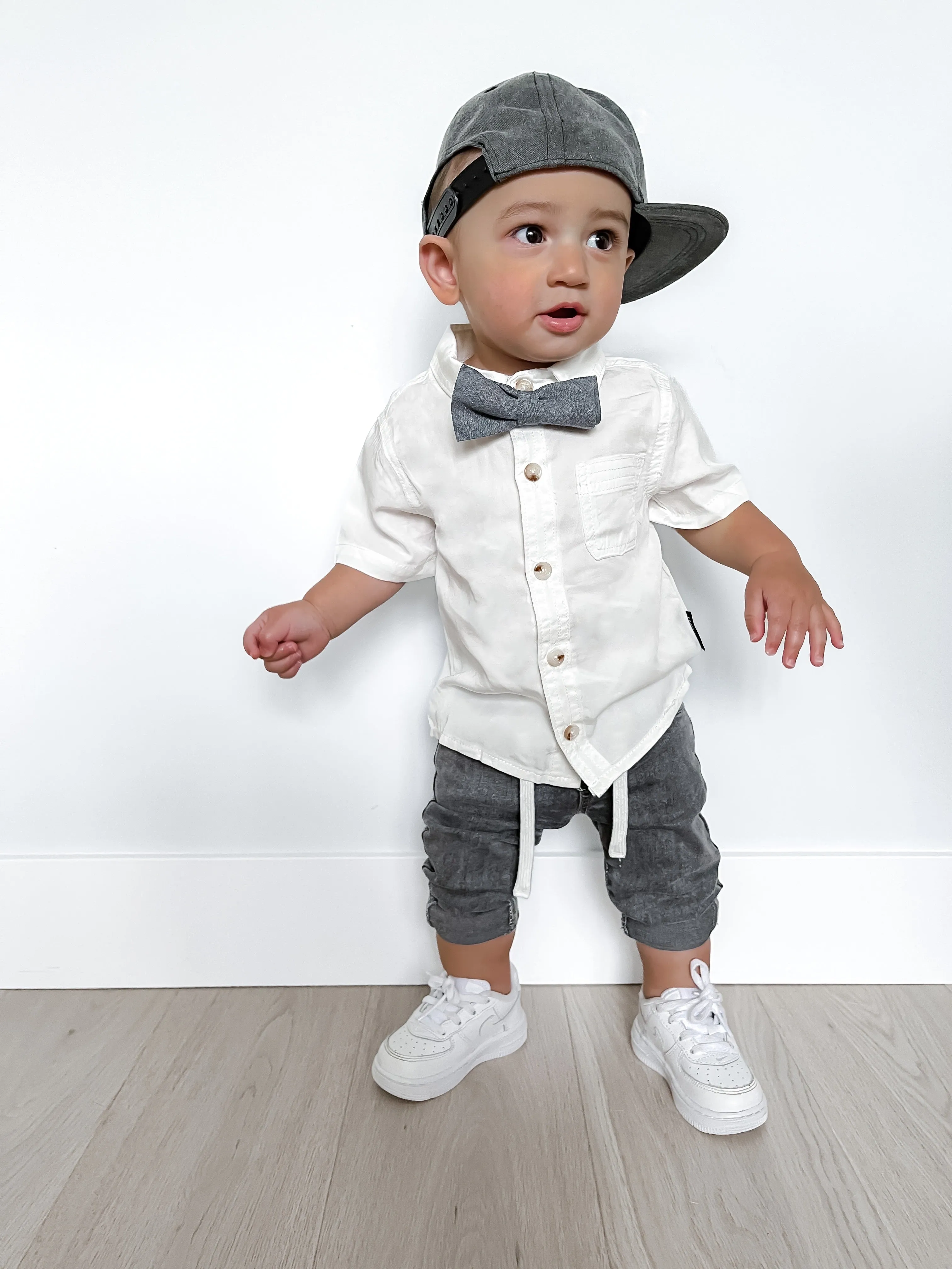 Little Bipsy Linen Button-Up Shirt - White