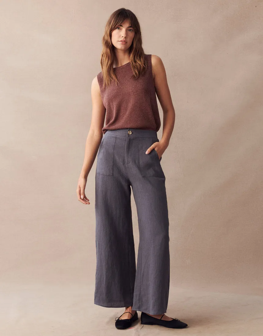 Little Lies Jude Linen Pants - Steel