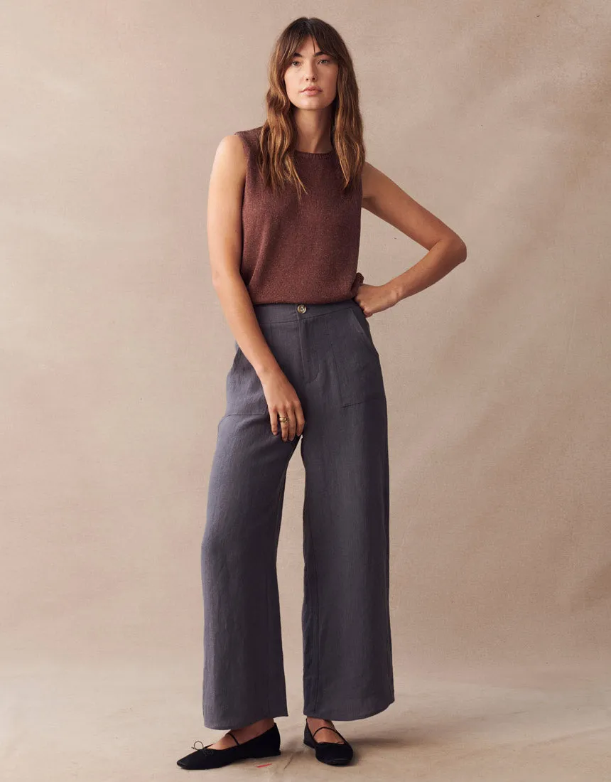 Little Lies Jude Linen Pants - Steel