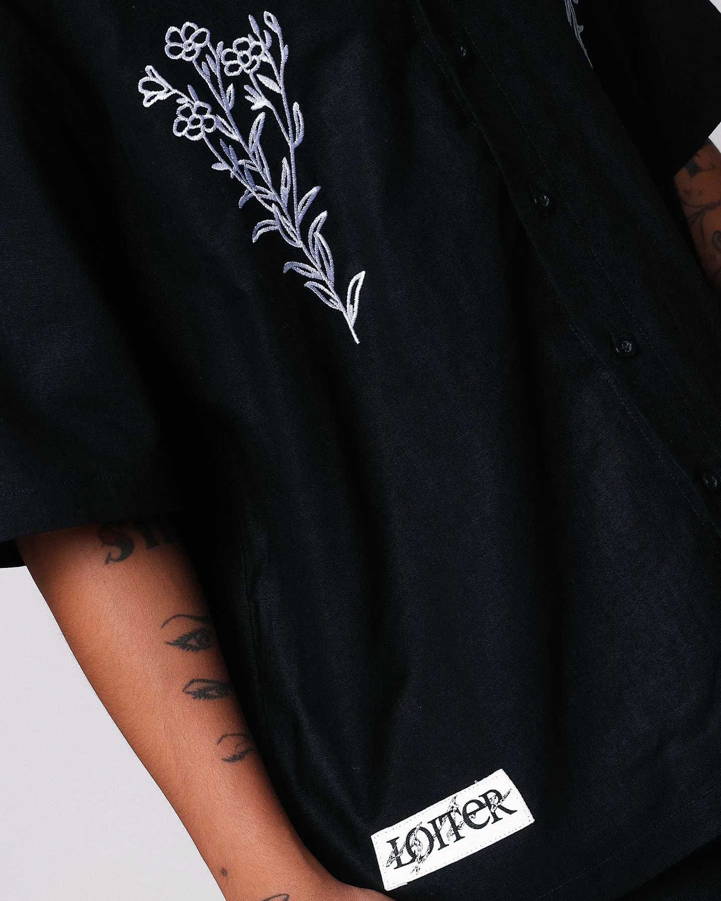 Loiter Witness Button Up T-Shirt Black