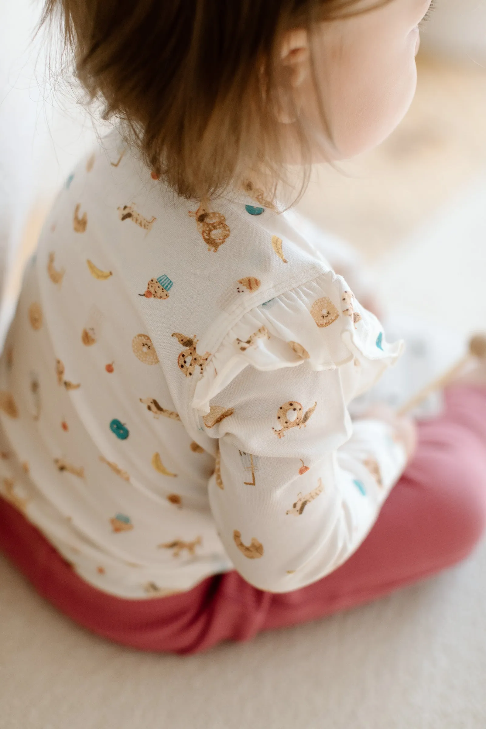 Long Sleeve Ruffle Bodysuit - French Breakfast