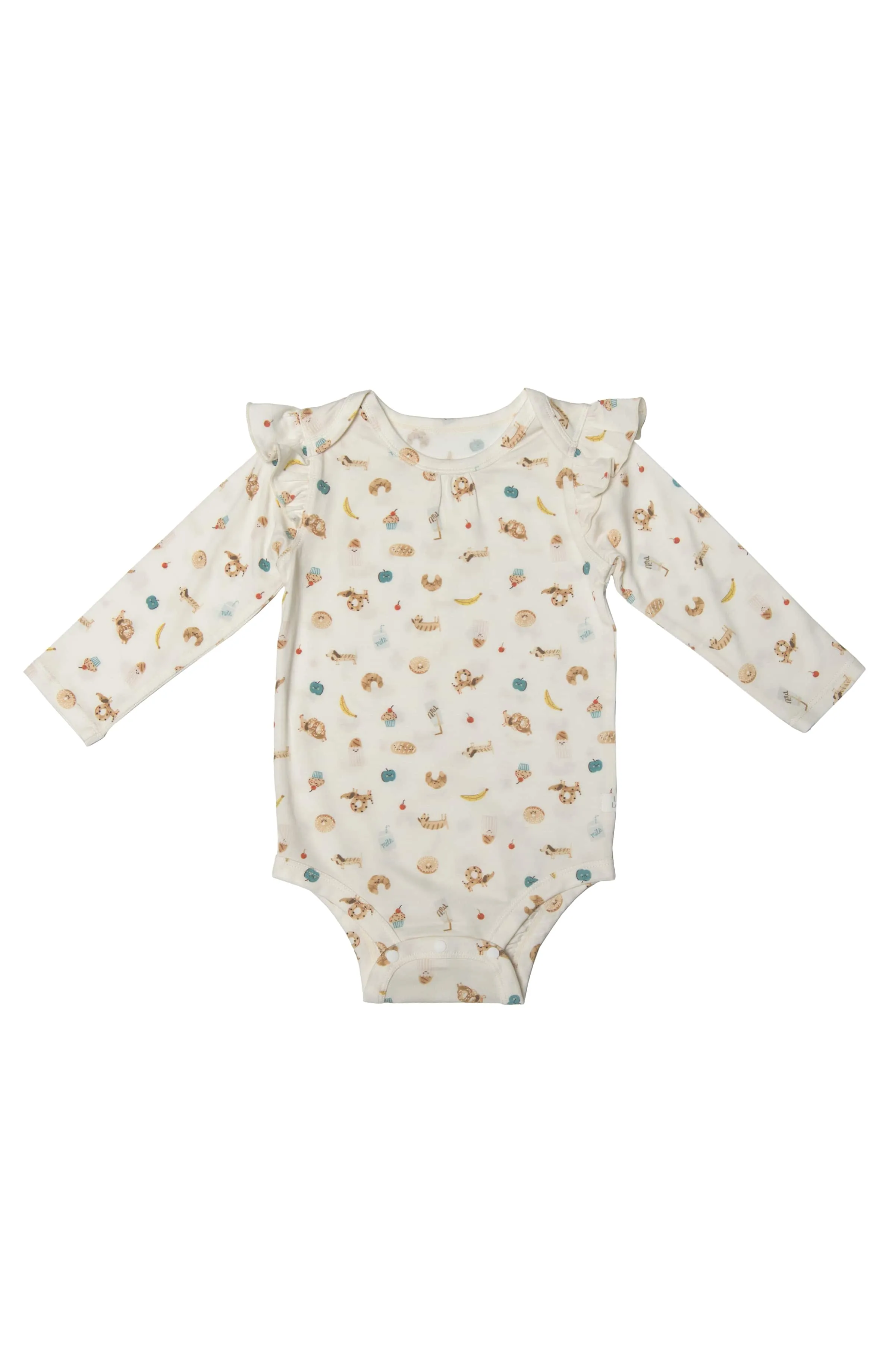 Long Sleeve Ruffle Bodysuit - French Breakfast