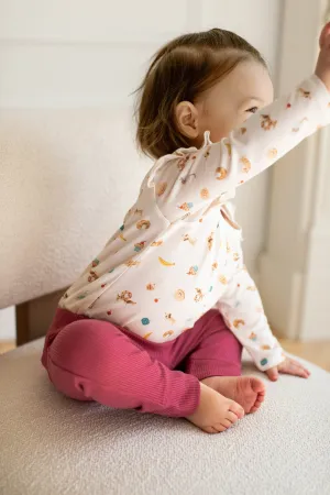Long Sleeve Ruffle Bodysuit - French Breakfast