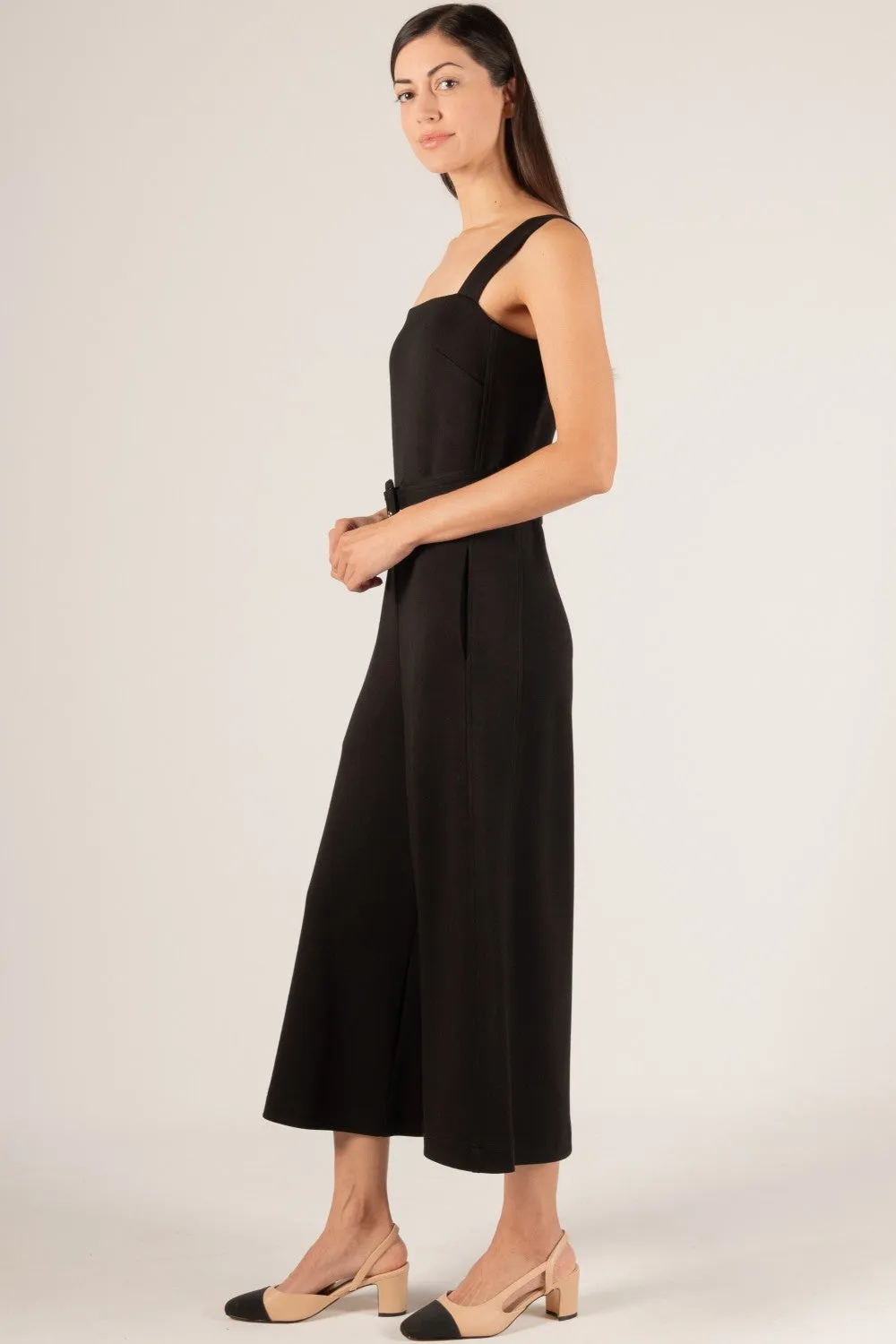 Lori Culotte Belted Jumpsuit | Black