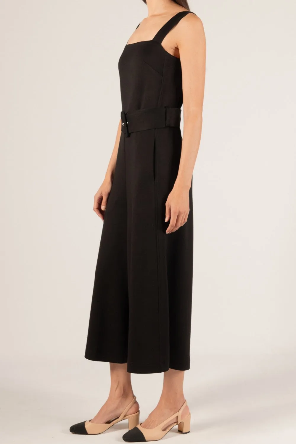 Lori Culotte Belted Jumpsuit | Black