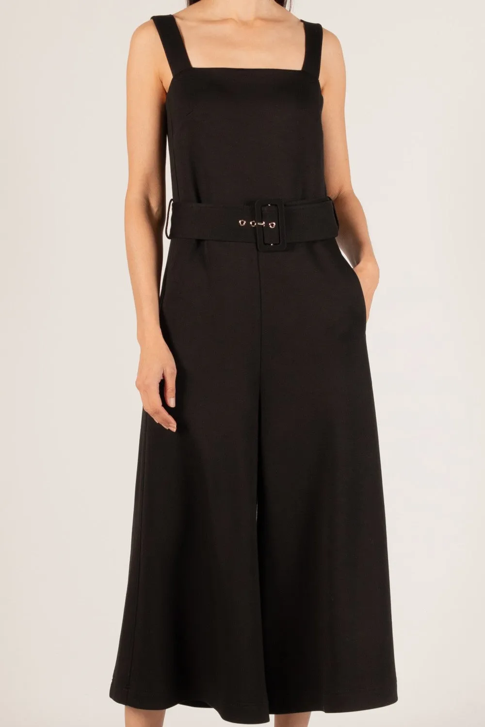 Lori Culotte Belted Jumpsuit | Black