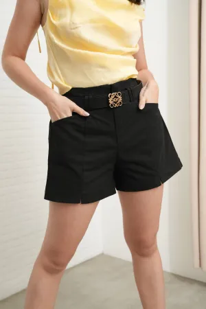 LUMI Belted Tailored Shorts (Black)