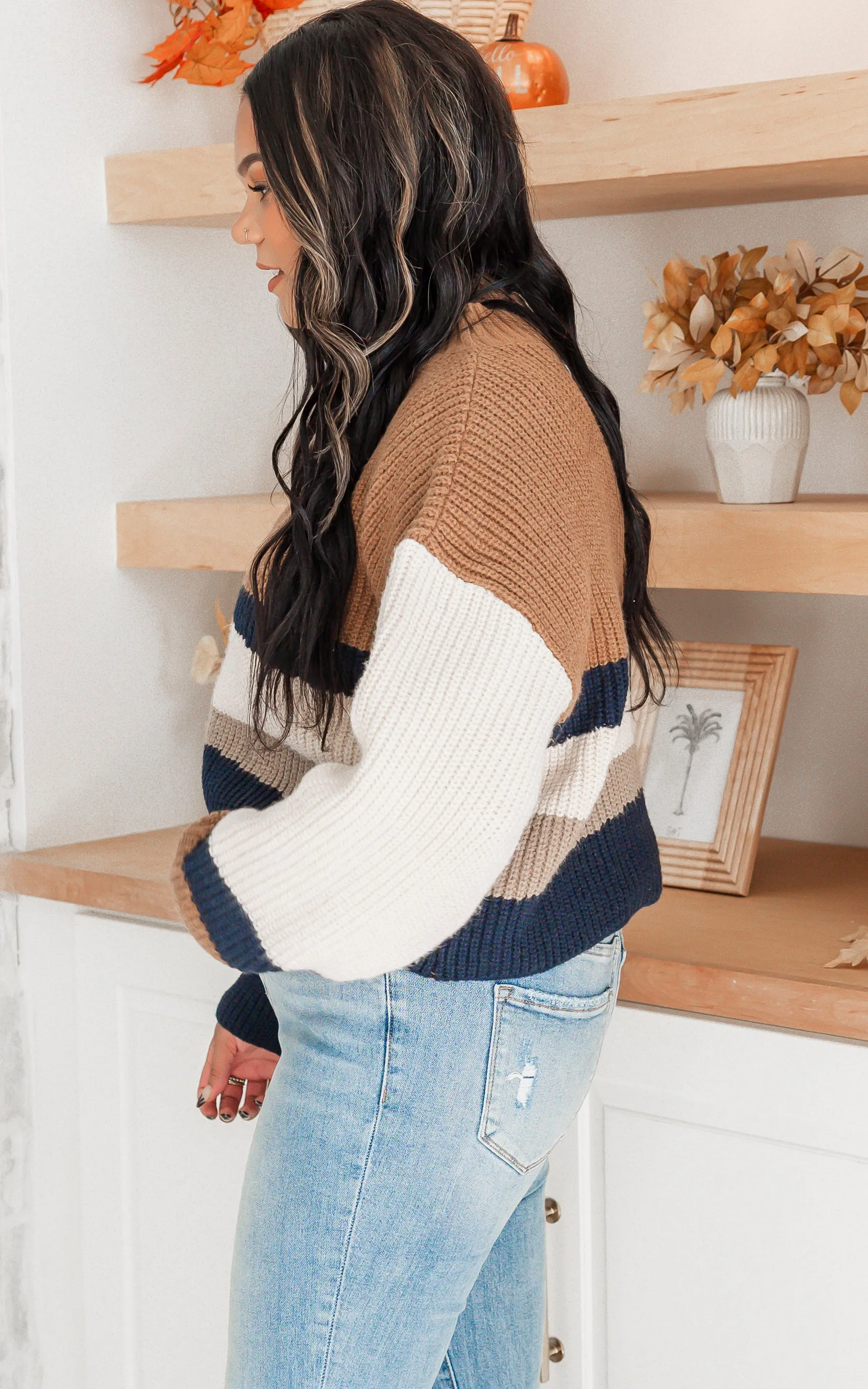 Maple Lane Colorblock Cropped Sweater - Final Sale